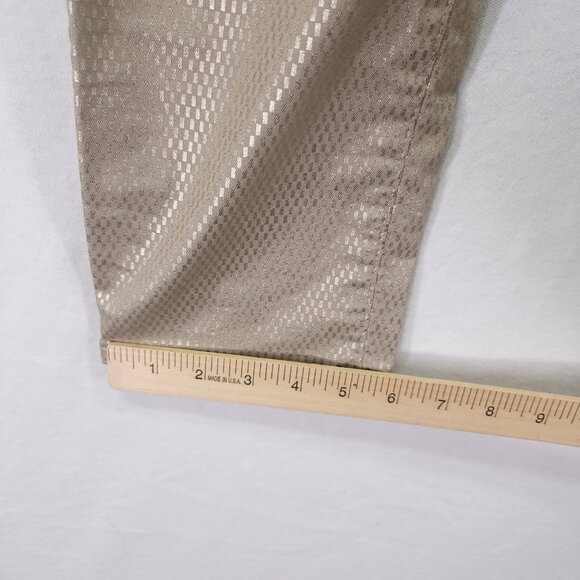 Bevy Flog Metallic Capri Pants Size 27 Gold Grid Drawstring Elastic Waist 23" - Picture 11 of 15
